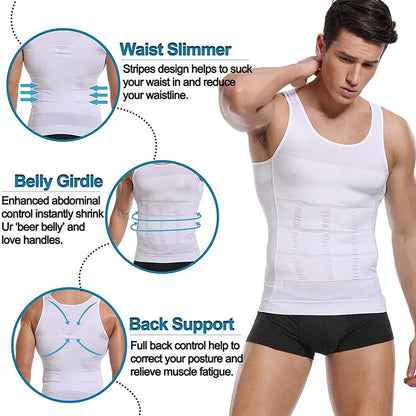 Mens Slimming Body Shaper Vest Shirt