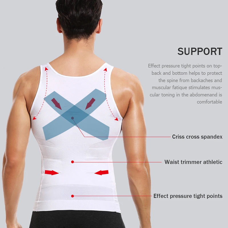 Mens Slimming Body Shaper Vest Shirt