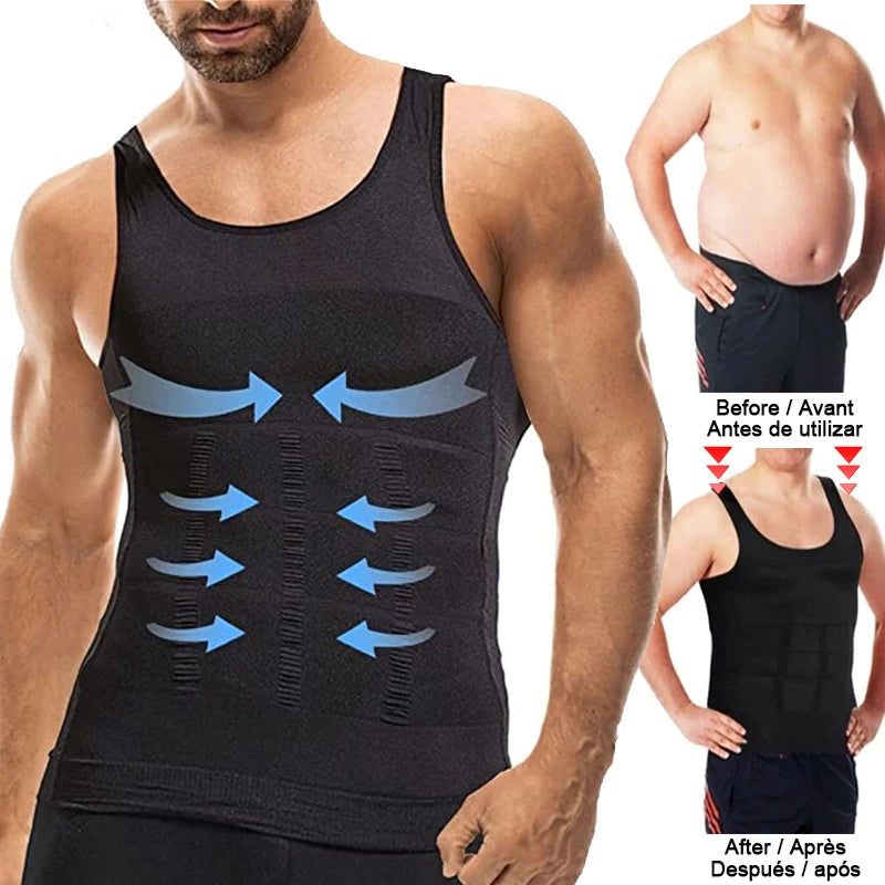 Mens Slimming Body Shaper Vest Shirt