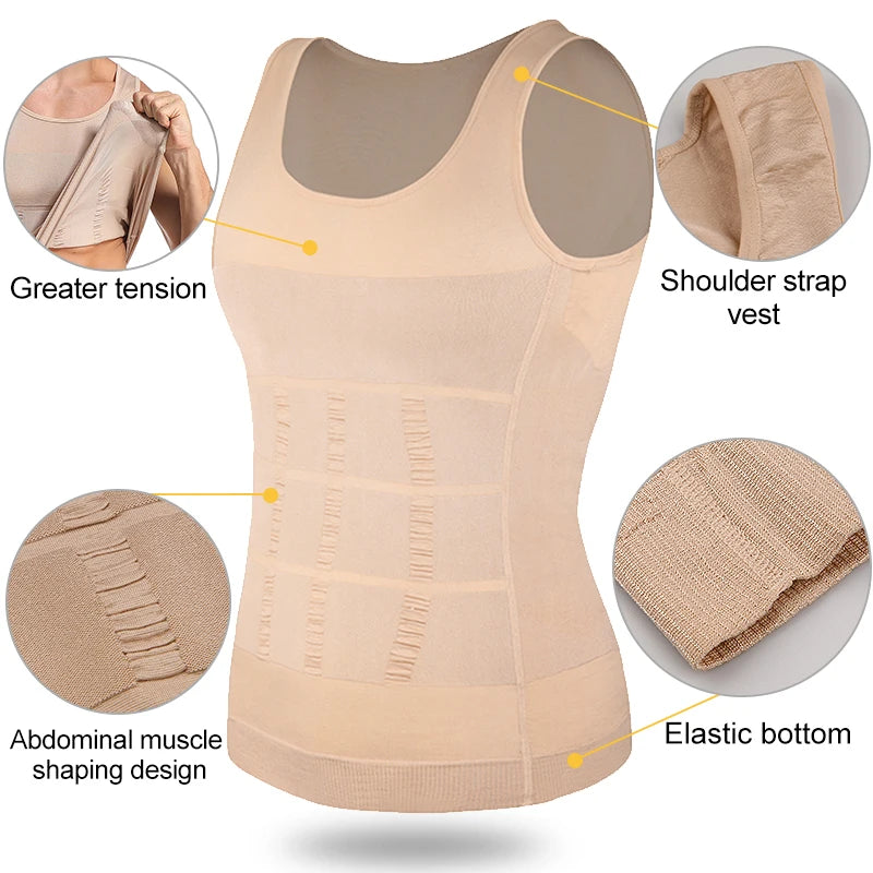 Mens Slimming Body Shaper Vest Shirt