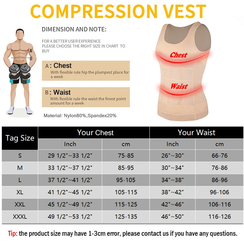 Mens Slimming Body Shaper Vest Shirt